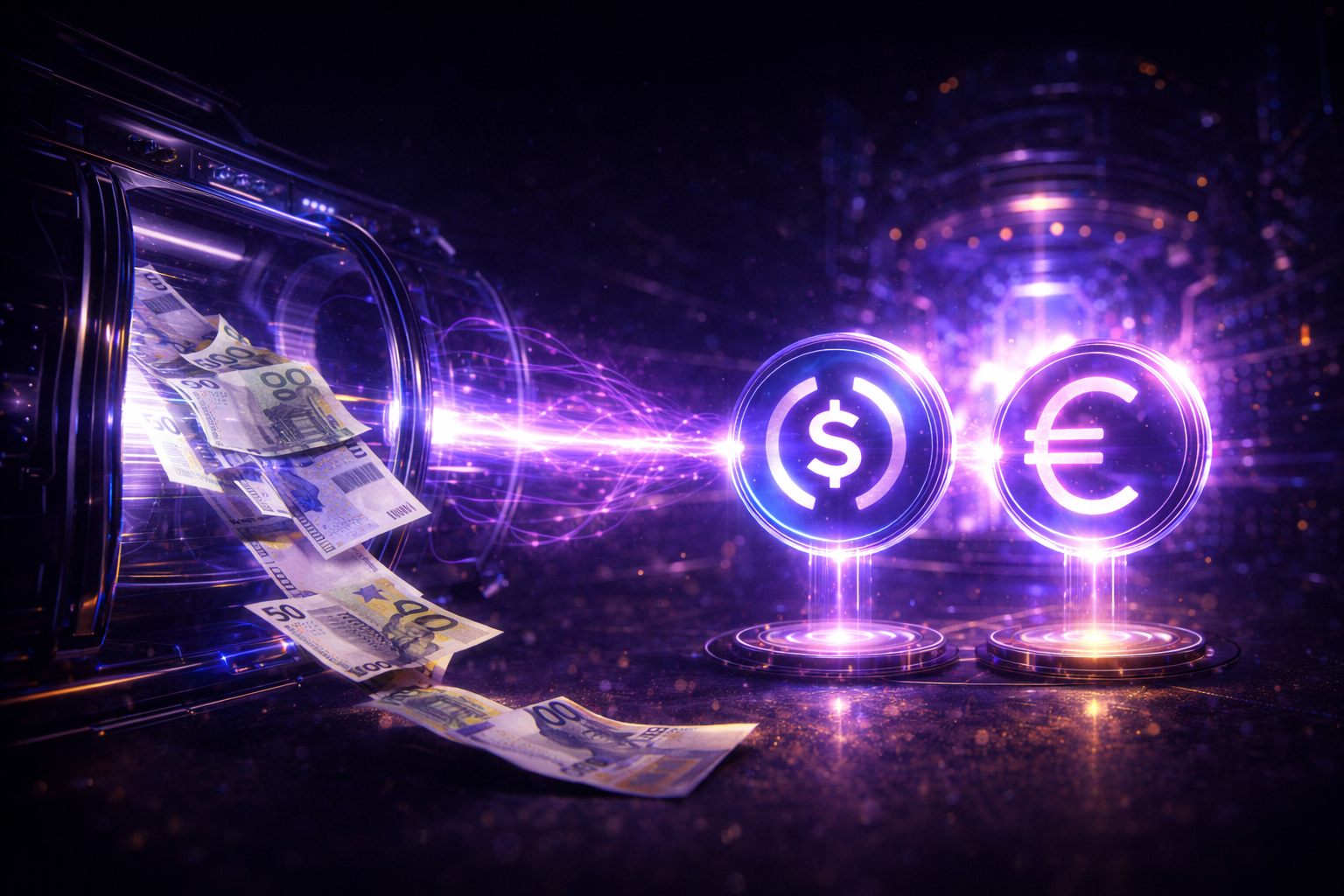 Illustration de la numérisation en stablecoin